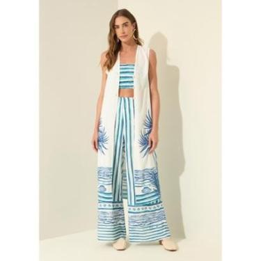 Imagem de Blusa Alongada Estampada Com Top E Botões-Feminino