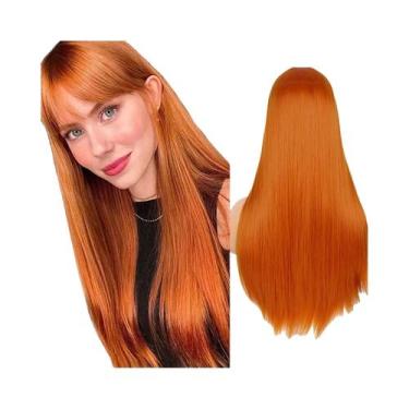 Imagem de Peruca Sintética Longa E Sedosa Resistente Ao Calor Com Franja Para Mu