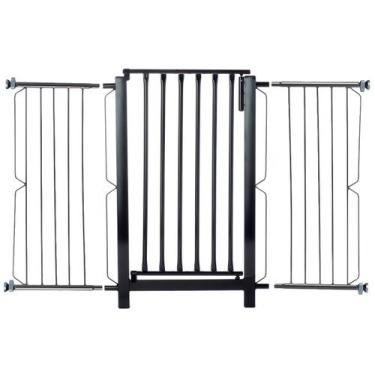 Imagem de Grade e portão para cachorro bebê pet, vãos de 116cm a 120cm - Preto -