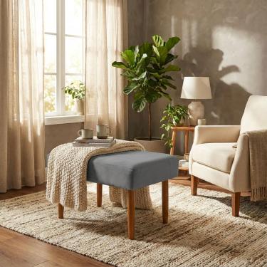 Imagem de Puff Charme Decorativo Assento Extra para Sala Quarto Closet Penteadeira Pés Palito Design Moderno 