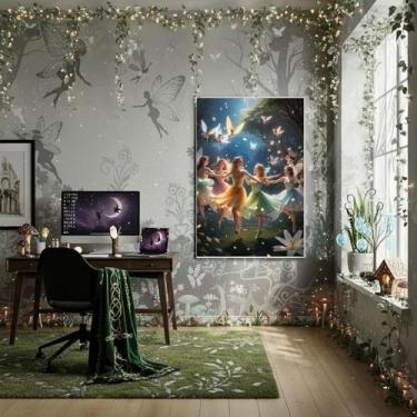 Imagem de Quadro Decorativo Fadas Dançando Na Floresta - 70X50Cm - Quadros On-Li