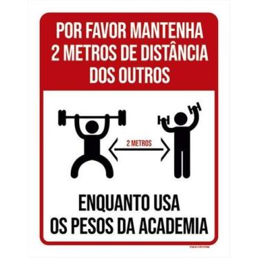 Imagem de Kit 3 Placas Por Favor 2Metros Pesos Academia 36X46 - Sinalizo