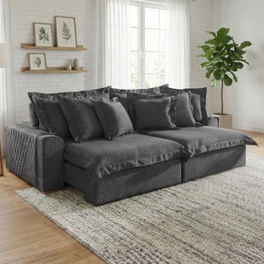 Imagem de Sofá Retrátil e Reclinável 4 Lugares 290cm Linho Zeus Grafite