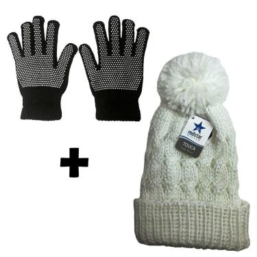 Imagem de Kit Frio Inverno Básico Touca Pelinho Charme E Luva