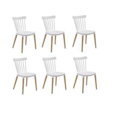 Imagem de Conjunto 6 Cadeiras Polipropileno Base Madeira - Versátil - Rivatti