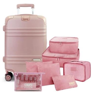 Imagem de Mala de Viagem Bordo Pequena Rígida 10 KG Aprovada ABS Rodinhas Kit Co