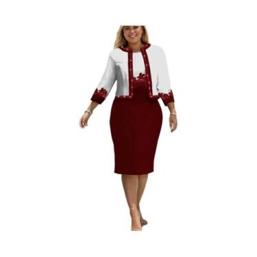 Imagem de Conjunto Elegante De Vestido Cardigã Estampado Feminino Com Manga Flar