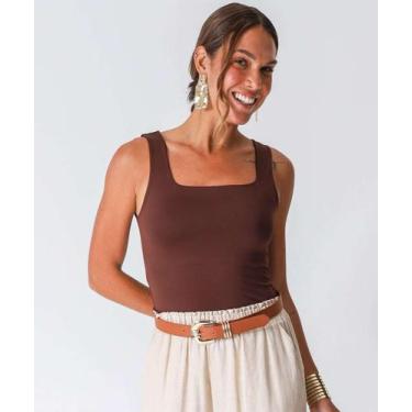 Imagem de Blusa Feminina Lisa Alças Largas Marisa Marrom-20034, Marrom, GG