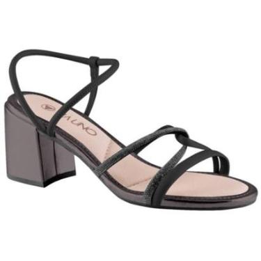 Imagem de Sandália Via Uno Feminina Salto Bloco Tiras Strass Moderna-Feminino