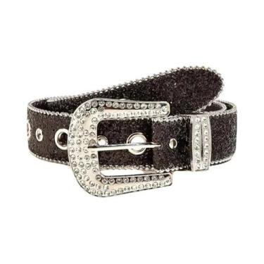Imagem de Cinto Feminino Glamoroso Com Strass E Lantejoulas Para Calças Jeans  M