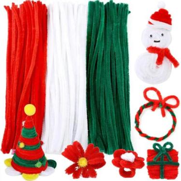 Imagem de Limpa-Cachimbo De Natal Vermelho, Verde E Branco 150 Peças, Hastes De 