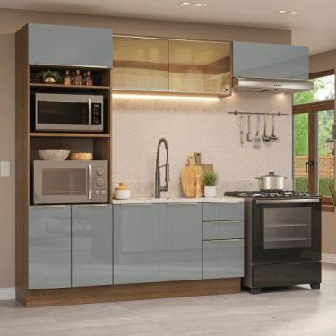Imagem de Armário de Cozinha Completa 270 cm Rustic/Cinza Lux Madesa 07, Rustic/