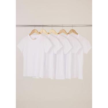 Imagem de Kit Com 5 Camisetas Femininas Slim Básicas - Hering Adulto, G, Branco