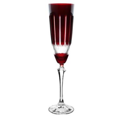 Imagem de Taça Para Champanhe Vermelha 200Ml Elizabeth Lapidada Crystal Bohemia