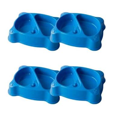 Imagem de Combo 4 Comedouro Duplo Garrafa Adulto 1200mL Mypetone - Azul