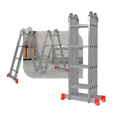 Imagem de Escada Multifuncional 4x4 Em Alumínio 16 Degraus 8 Posições - WORKER