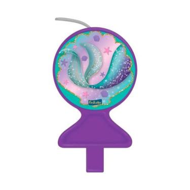 Imagem de Vela Plana Bolo Aniversário Pequena Sereia Sem Número - Fantasias Caro