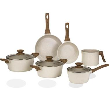Imagem de Conjunto Jogo De Panelas Indução Ceramica 6 Peças Branco - MIMO STYLE