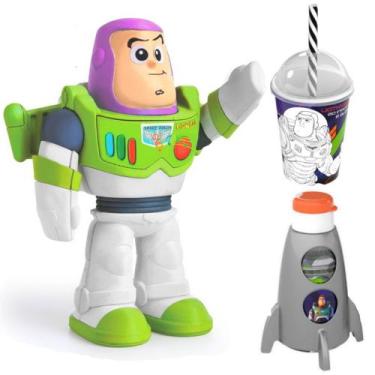 Imagem de Boneco do Buzz Lightyear com 5 Falas + Garrafinha Foguete e Copo - Elk