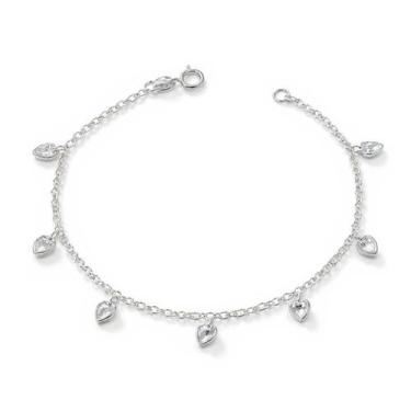 Imagem de Bracelete Pulseira Prata Pingente Pedra Zircônias Delicada - Lojas La&