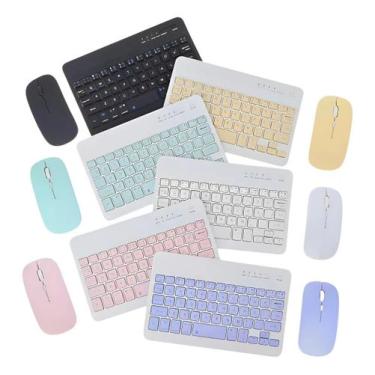 Imagem de Kit Teclado + Mouse Sem Fio Bluetooth Ultra Fino Portátil - Multi Devi