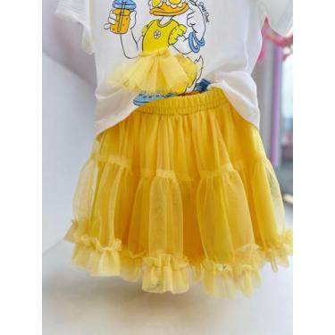Imagem de Saia De Tule Amarela Com Babados Animê, 12, Amarelo