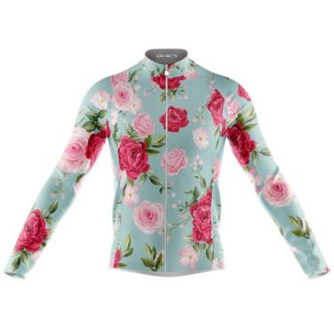 Imagem de Camisa Rosas Vintage Ciclismo Longa Dry Fit Bike Mtb - - Decole, Azul,