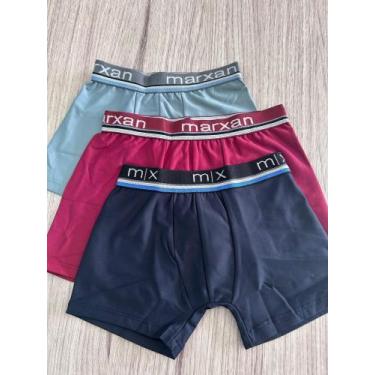 Imagem de Kit c/3 cueca boxer infantil microfibra lisa e listrada Marxan, Variad