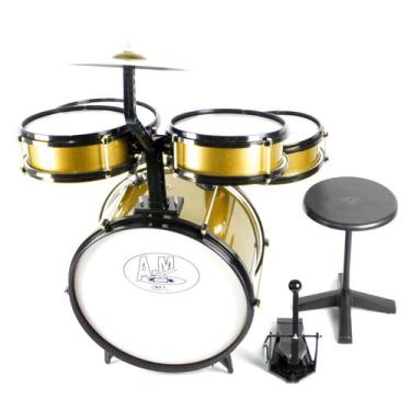 Imagem de Bateria Acústica Infantil Rock Baby Am 2 Tons Profissional, Dourado