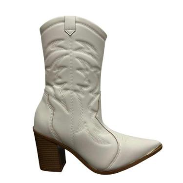 Imagem de Bota vizzano bico fino casual ref: 3113.101 feminino, Branco off, 36