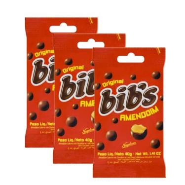 Imagem de Kit 3 Confeito Bib's Amendoim 40g - Neugebauer
