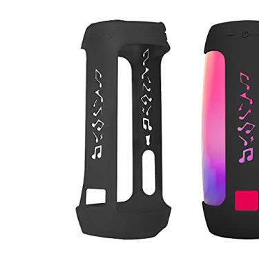 Imagem de Geekria Capa de silicone para alto-falante, compatível com capa JBL Pulse 4, capa protetora à prova d'água macia, caixa de transporte para alto-falantes Bluetooth de substituição com gancho para