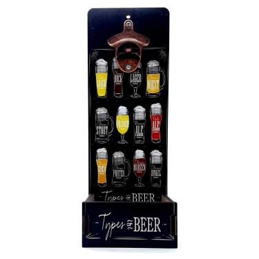 Imagem de Abridor de Garrafas Cerveja Types of Beer com Caixa Porta Tampinhas
