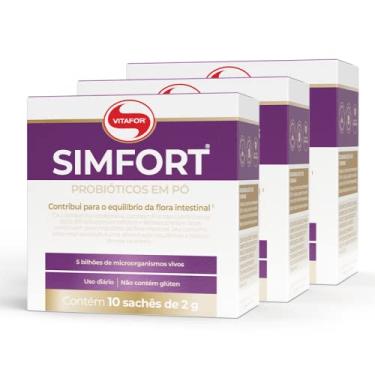 Imagem de Kit 3 Simfort mix de probióticos Vitafor 10 sachês de 2g