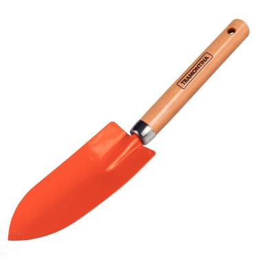 Imagem de Pazinha Estreita Metálica para Jardinagem Tramontina com Cabo de Madeira Tramontina