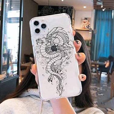 Imagem de Cool dragon Phone Case Transparente macio para iphone 5 5s 5c se 6 6s 7 8 11 12 plus mini x xs xr pro max, a7, para iphone   12 pro max