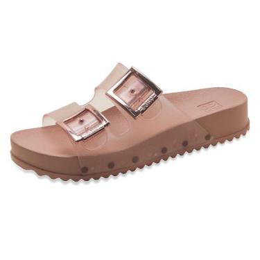 Imagem de Chinelo Slide Zaxy Feminino Fivelas Ajustáveis Vinil Nude