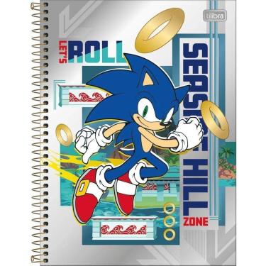 Imagem de Caderno 1 Matéria 80 Folhas Sonic Espiral Escolar Capa Dura