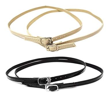 Imagem de Honbay 2 pares de cadarços femininos de couro PU com tiras antiderrapantes para sapatos de salto alto