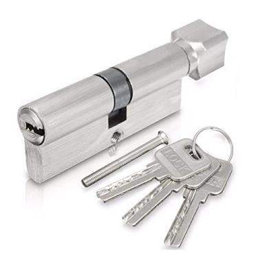 Imagem de Yeah-hhi Trava de cilindro euro de giro de polegar, cilindro de bloqueio de 70 mm 90 mm chave de latão cilindro de latão com plástico com botão Cilindro de fechadura de porta segura padrão único com 3 chaves fechadura de barril de porta