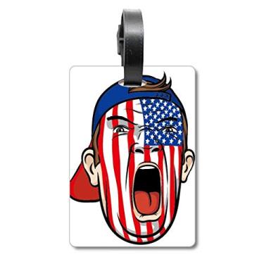 Imagem de Bandeira dos EUA Pintura Facial Maquiagem Cap Mala Etiqueta Bagagem Cartão Suspenso Etiqueta, multicolored
