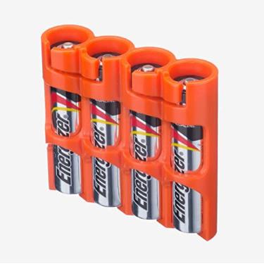 Imagem de (Holds 4 Batteries, Orange) - Storacell by Powerpax SlimLine AAA Battery Caddy, Orange, Holds 4 Batteries