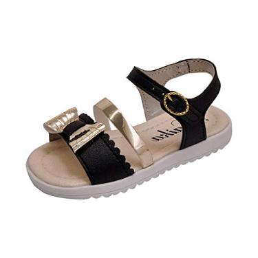 Imagem de Sandália Papete Infantil Menina Laço Metalizado Preta