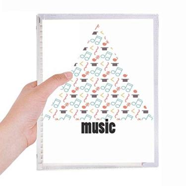 Imagem de Caderno branco com notas musicais coloridas tensivas, folhas soltas, diário recarregável, papelaria