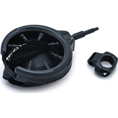 Imagem de Kuryakyn Acessório de guidão para motocicleta 1729: Suporte para bebidas/copos com cesta de malha, ajuste universal para motocicletas com barras de 2,5 cm de diâmetro, preto brilhante