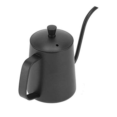 Imagem de Chaleira de café de 350 ml, pote de café de aço inoxidável, chaleira de café, chaleira pescoço de ganso de café (preto)