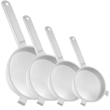 Imagem de Kit peneira coador nylon 7cm, 12cm, 16cm e 19cm branco Plasutil