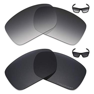 Imagem de Mryok+ 2 pares de lentes polarizadas de substituição para óculos de sol Oakley Turbine – Cinza dégradé tingido/Stealth preto