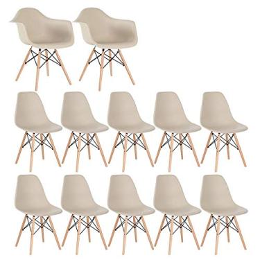 Imagem de Loft7, Conjunto 2 x cadeiras Eames DAW com braços + 10 cadeiras Eiffel DSW - Nude