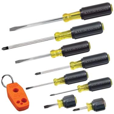 Imagem de Klein Tools 85148 Conjunto de chaves de fenda com magnetizador/desmagnetizador para pontas magnéticas, cabeça chata e Phillips, cabo de almofada antiderrapante, 8 peças